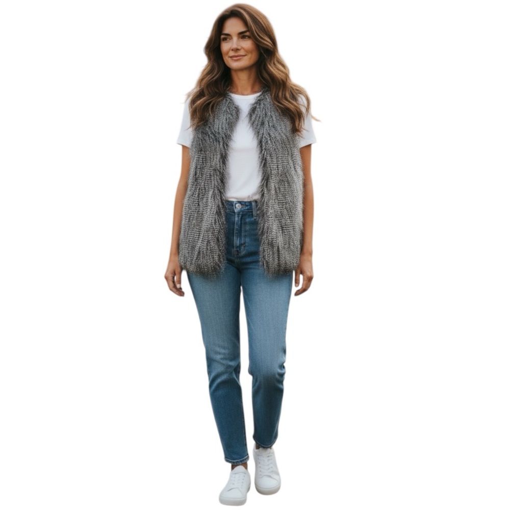 New York & Company Gray Soft, Shaggy Vest Size XS/S